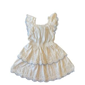 Polo Ralph Lauren Dress Girls Size 6 Eyelet Ruffle Sleeve Summer Tiered
